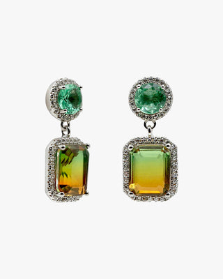 Pendientes de piedras de colores en aventurina y naranja