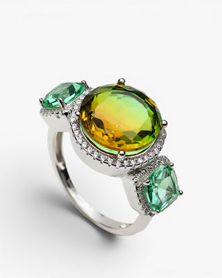 Anillos con piedras en tonos verde y naranja