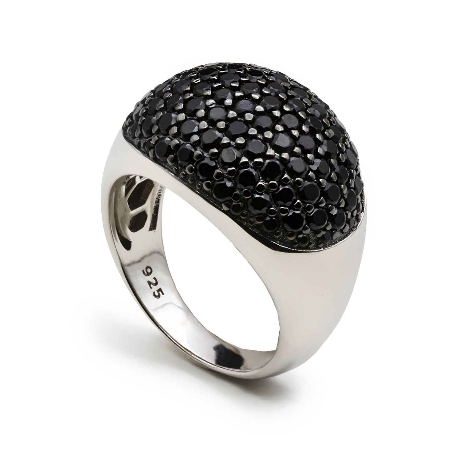 Anillos circonitas en tono negro diseño ovalado