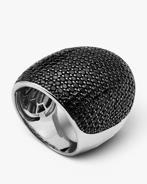 Anillos grandes de plata diseño circonitas negras