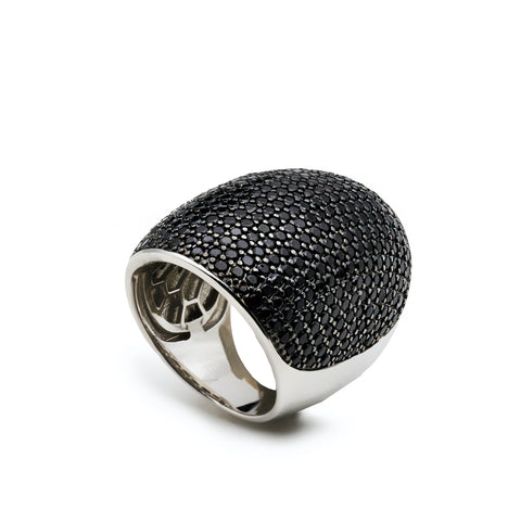 grandes  anneauxargent design zircons noir