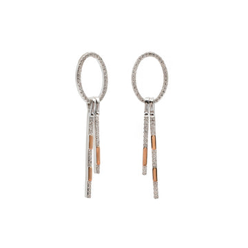 Pendientes bicolor ovalado con linieas colgantes