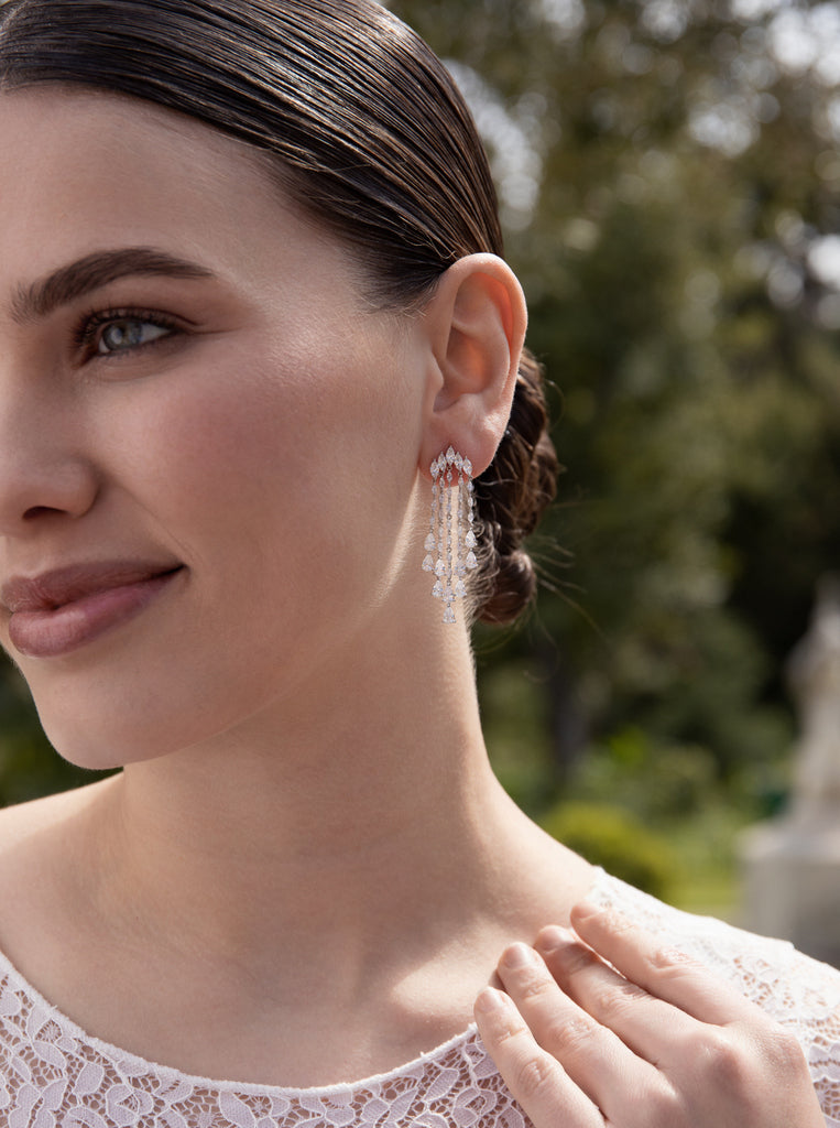 Pendientes novia diseño seis tiras estilo lámpara