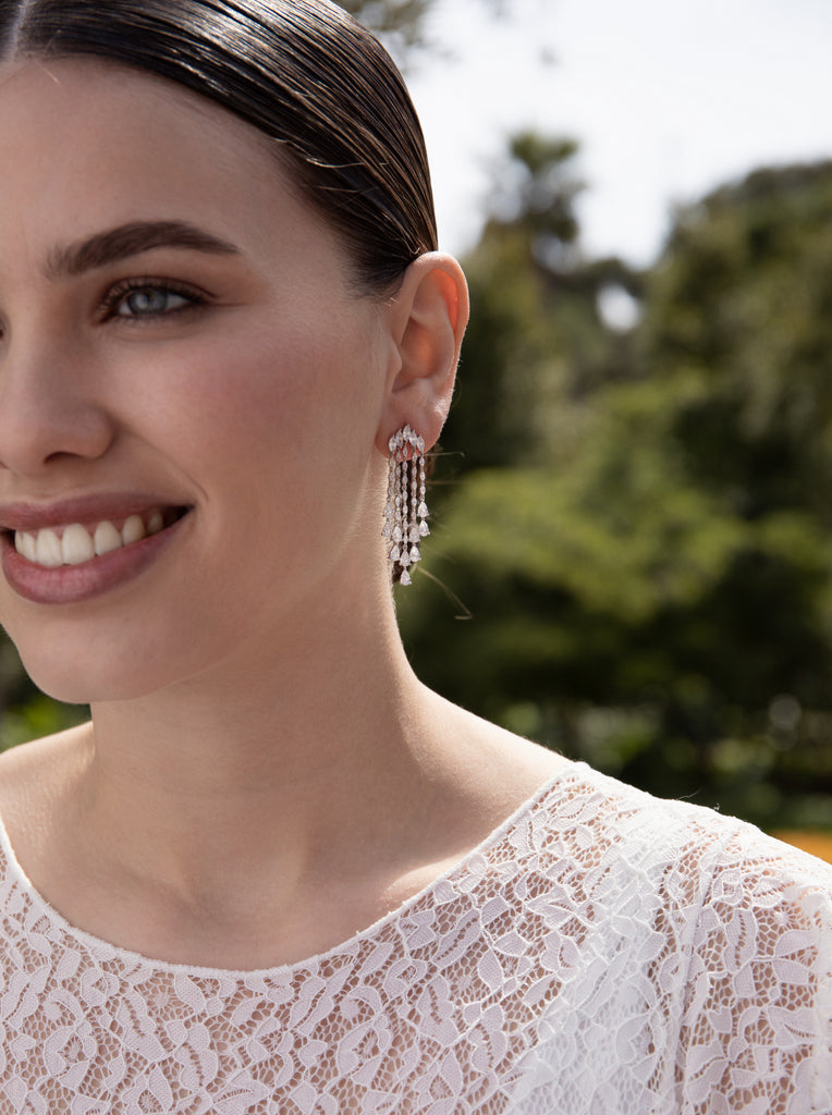 Pendientes novia diseño seis tiras estilo lámpara