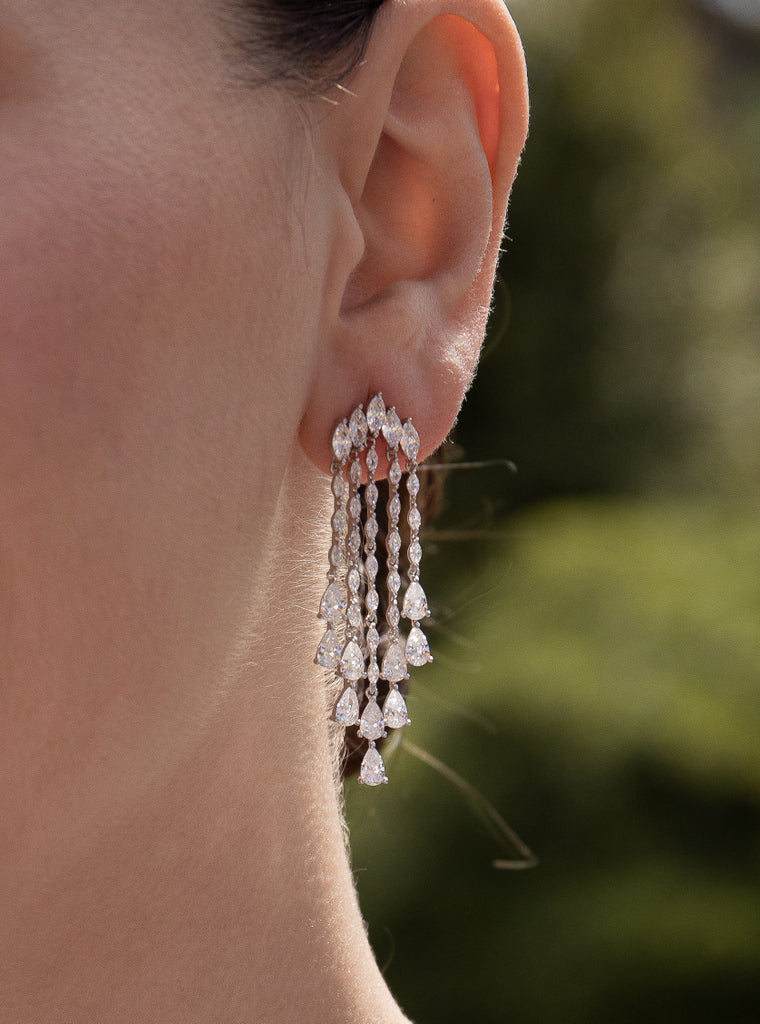Pendientes novia diseño seis tiras estilo lámpara