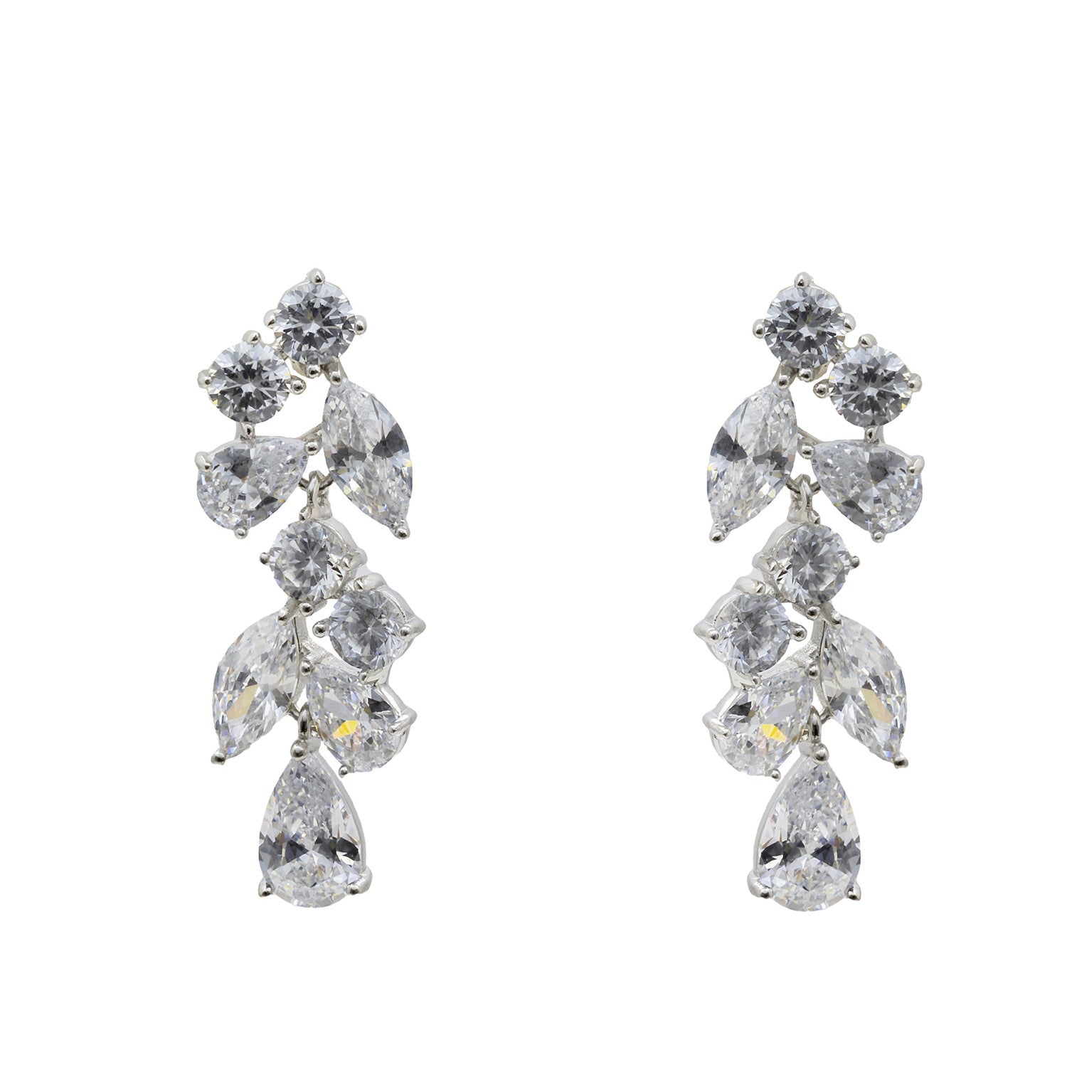 Bridal earrings with a cascading floral design