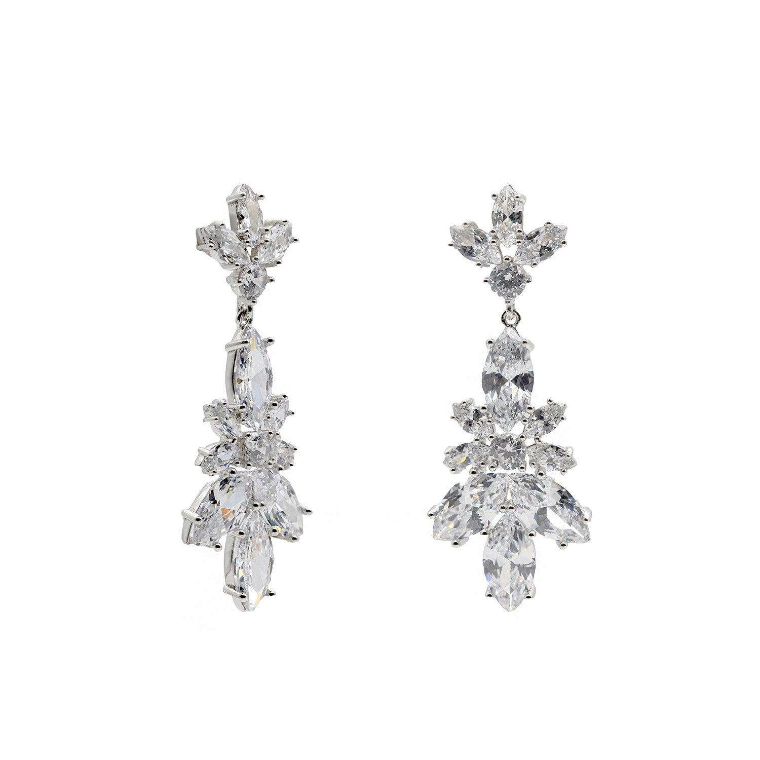 Pendientes novia de plata estilo lámpara floral