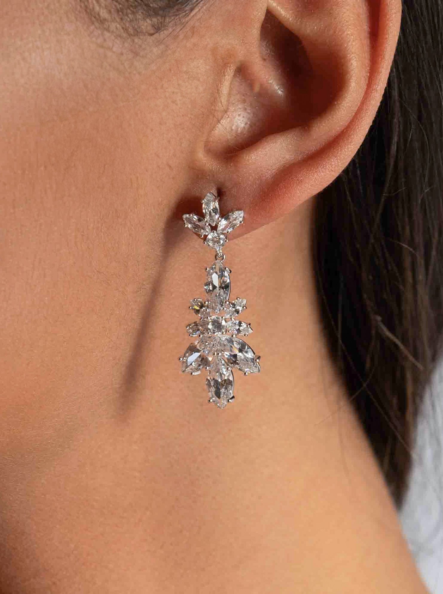 Pendientes novia de plata estilo lámpara floral