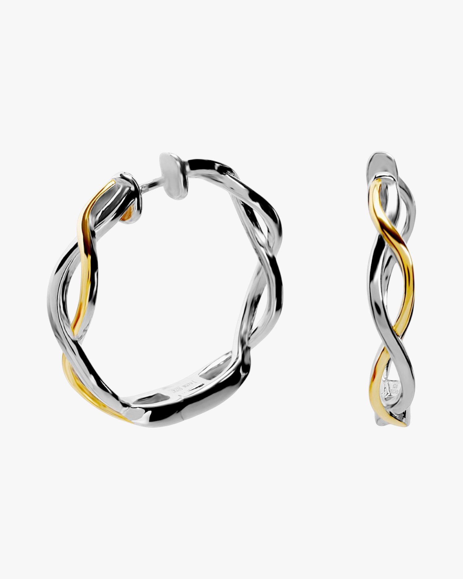 Pendientes aro bicolor diseño entrelazado