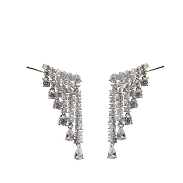 Boucle d'oreille cascade argentée avec zircon cubique