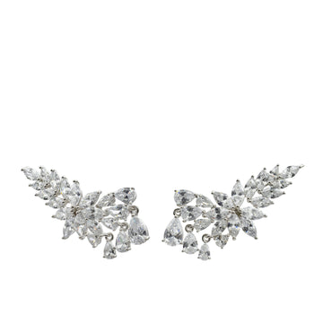 Boucle d'oreille grimpante de style floral avec zircon cubique