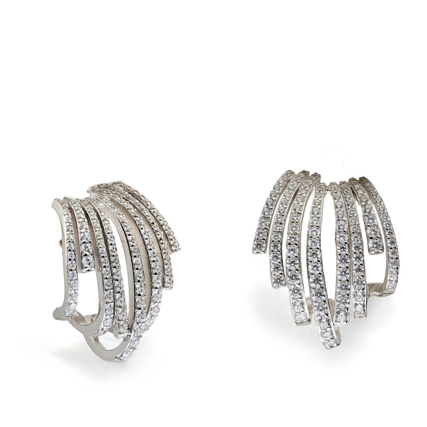 Pendientes originales con diseño en abanico de plata