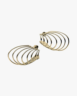 Pendientes originales en plata bañada en oro de diseño vanguardista