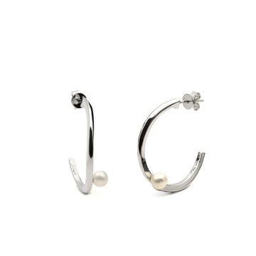 Pendientes aro con perla de diseño minimalista