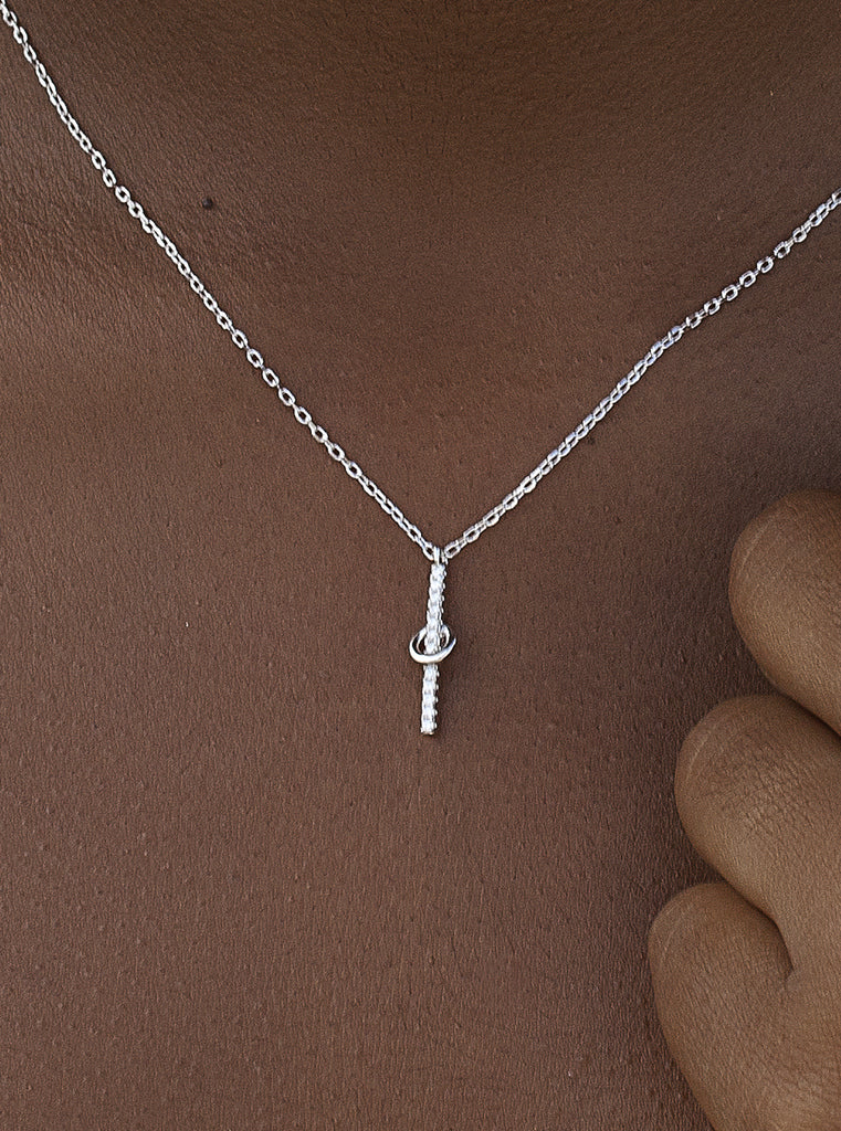 Small necklace with linear and circular cubic zirconia