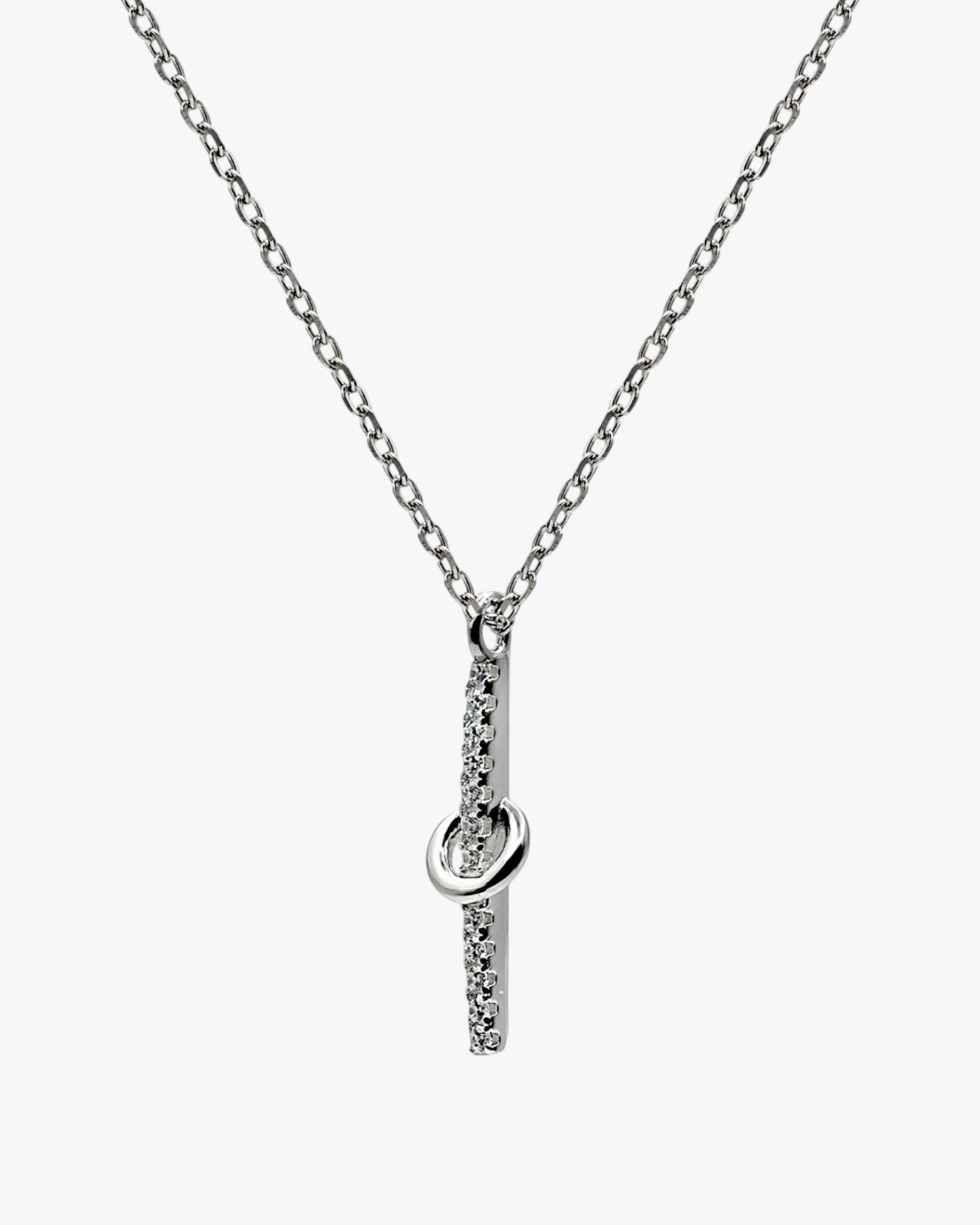 Small necklace with linear and circular cubic zirconia