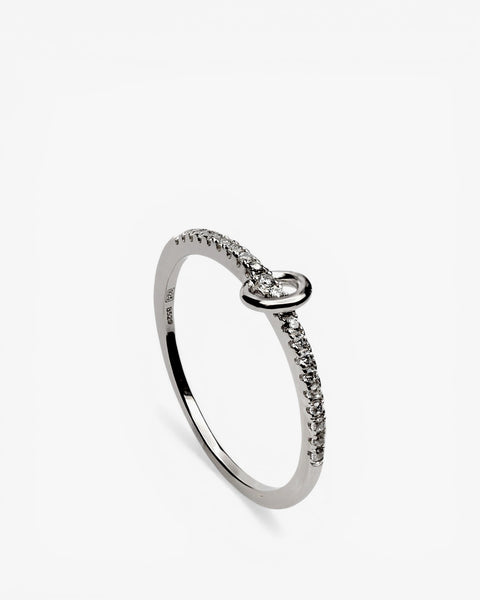 Anillo fino con circonitas lineal y circulo