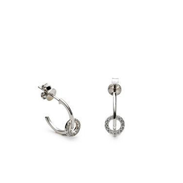 Pendientes pequeños con circonitas diseño doble circulo