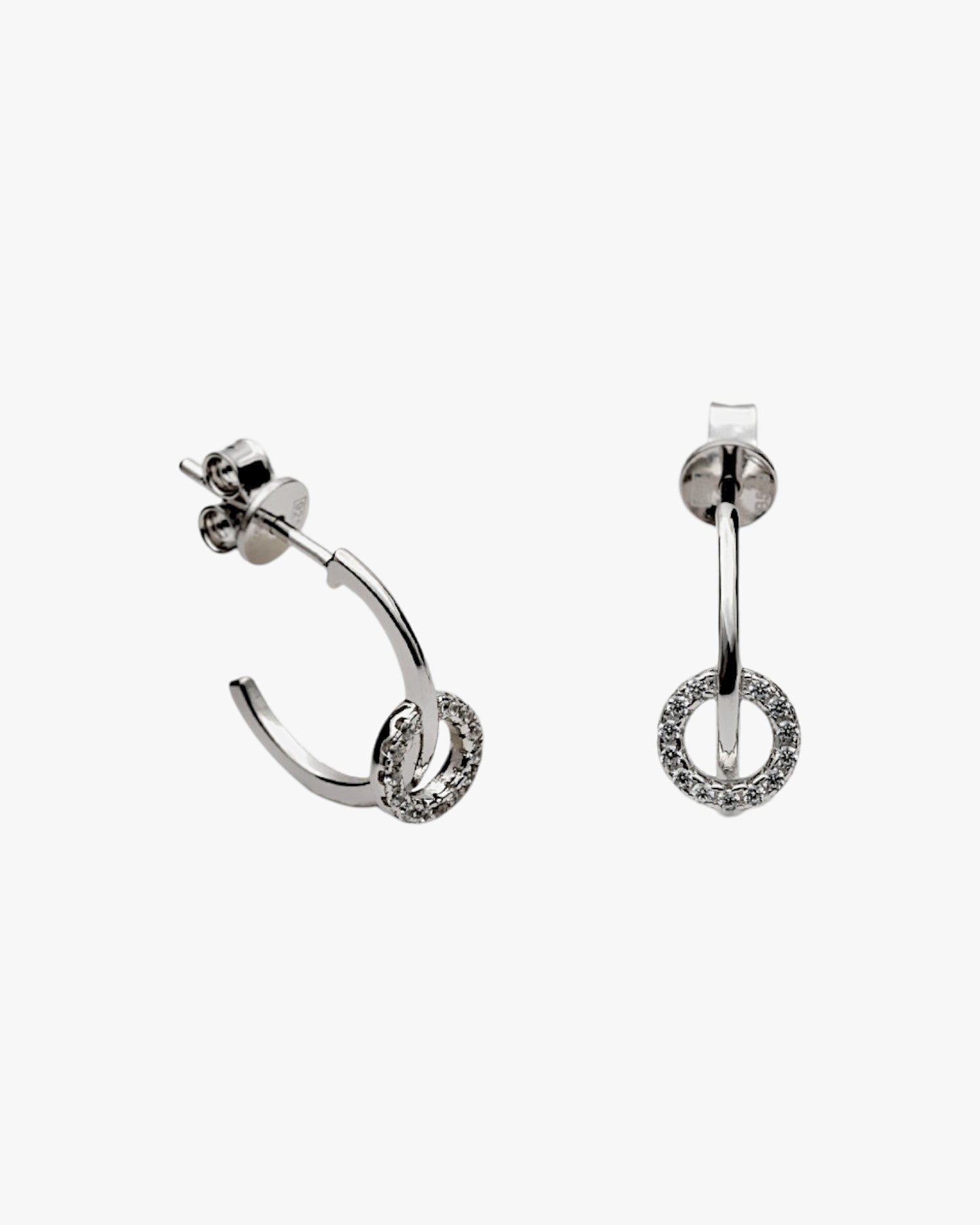 Pendientes pequeños con circonitas diseño doble circulo