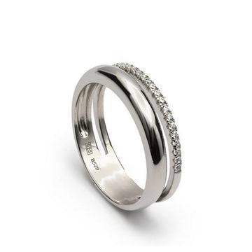 Anillo con circonitas doble rail