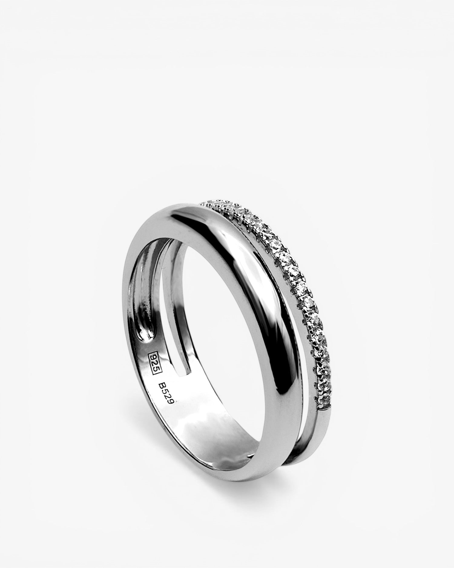 Anillo con circonitas doble rail