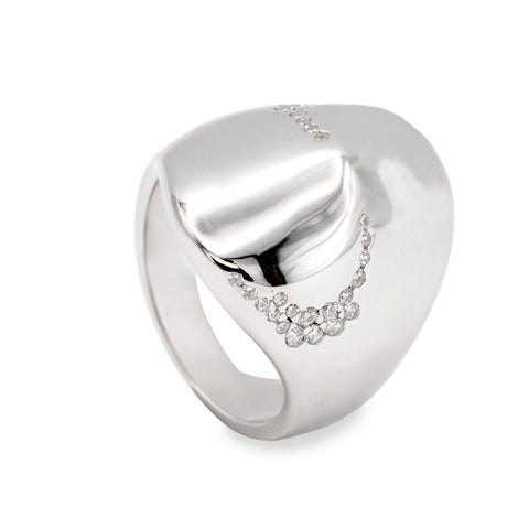 Wide silver rings with sculptural design