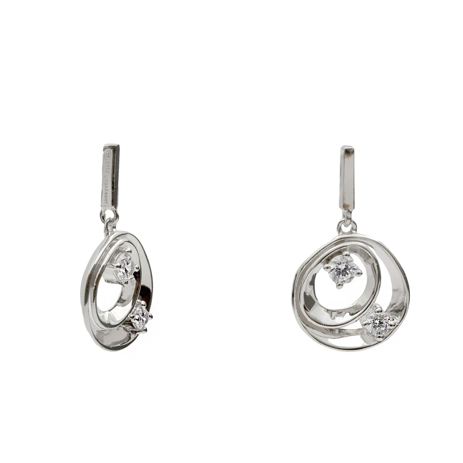 Boucles d'oreilles originales en argent au motif abstrait