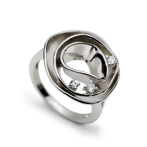 Large silver rings with a modern, oval design