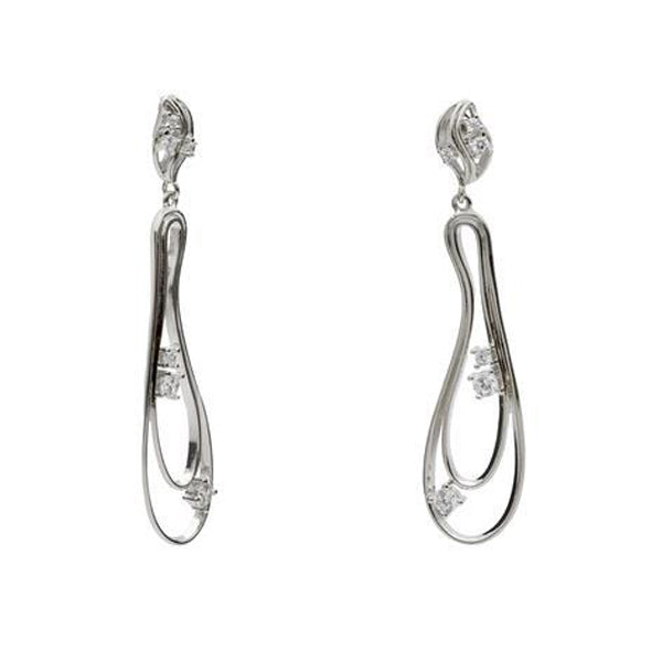 earrings long silver with design organic