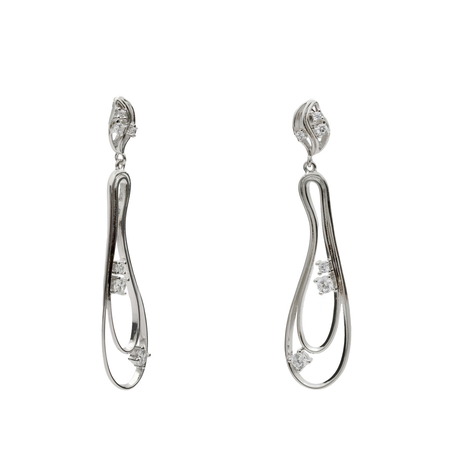 Longues boucles d'oreilles en argent au design organique
