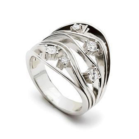 bague ancho avec zircons avec design organique