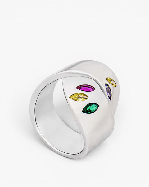 Anillos con piedras con diseño ancho y cruzado