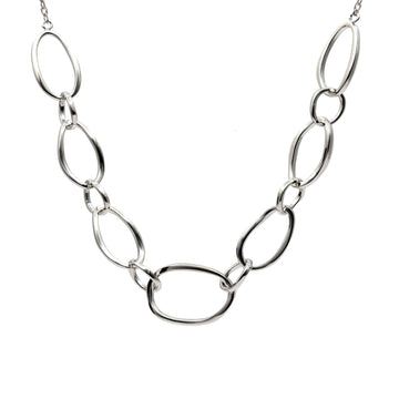 Collar cadena de plata diseño eslabones irregulares