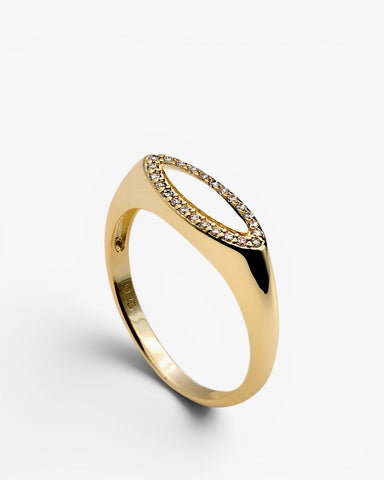 Fine silver signet-style rings with gold-plated cubic zirconia