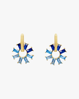 Silver-plated colored stone earrings in shades of blue