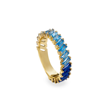 Anillos con piedras en tonos azules talla baguette