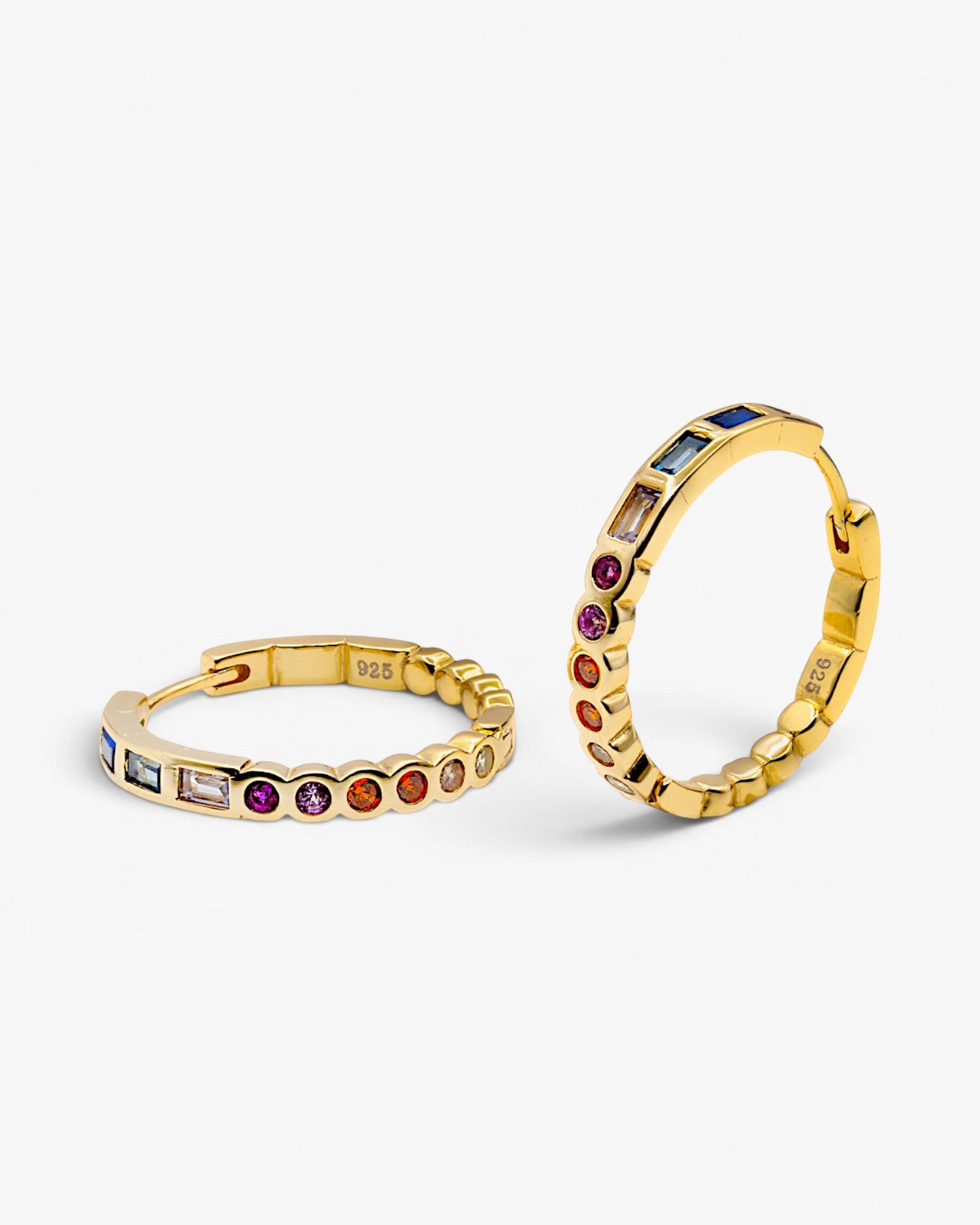 Pendientes aro con gemas multicolor diferentes tallas