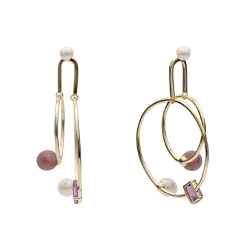 Original earrings with an intertwined hoop design
