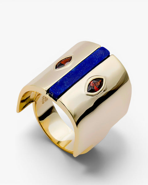 Bagues de créateur avec anneau en lapis-lazuli