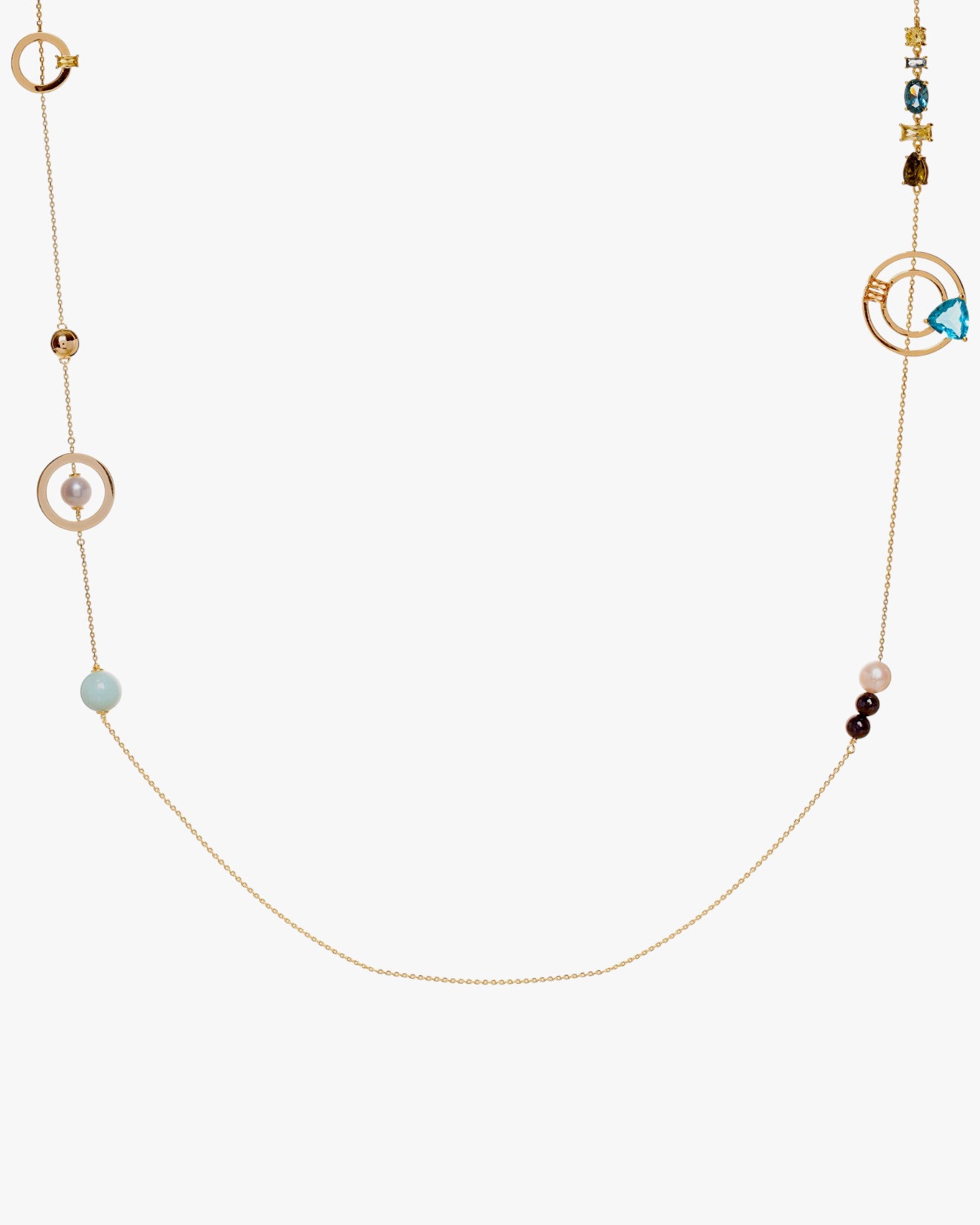 Collares largos estilo elegante con perlas y piedras