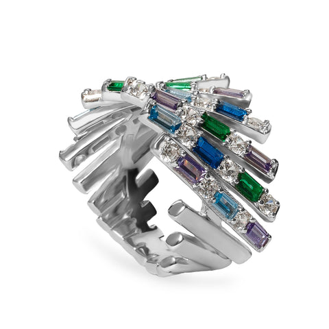 Rings with vibrant colored stones in silver