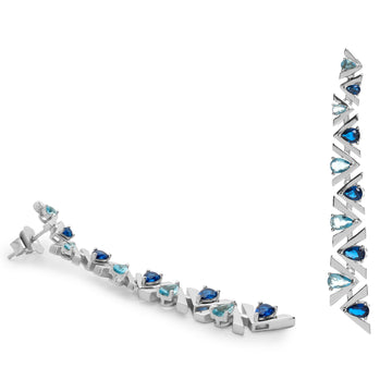 Boucles d'oreilles longues ornées de pierres au motif géométrique