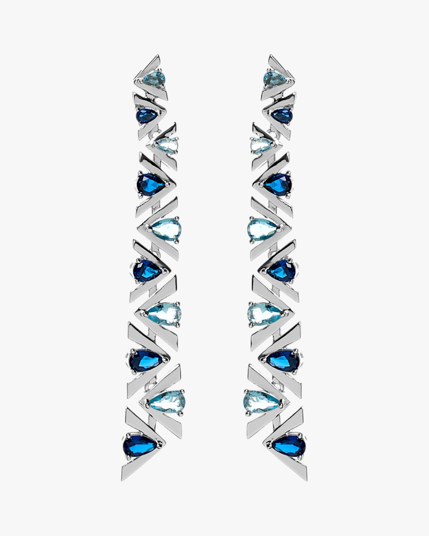 Pendientes largos con piedras diseño geométrico