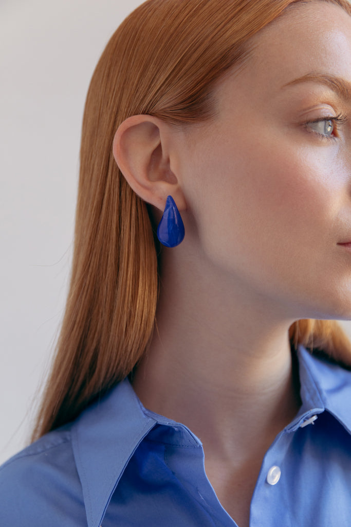 Pendientes originales diseño gota tono azurita
