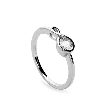 Anillo fino de plata forma lazo con circonita