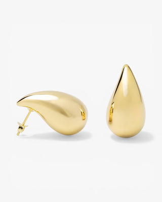 Boucles d'oreilles originales en forme de grande goutte dorée