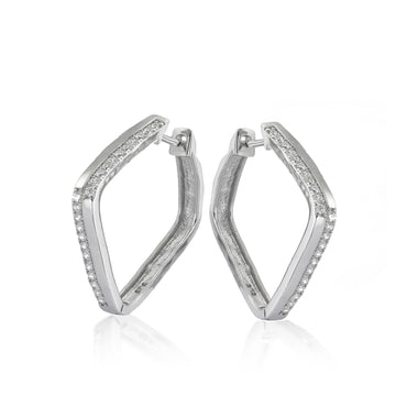 Pendientes de aro en forma de rombo con circonitas