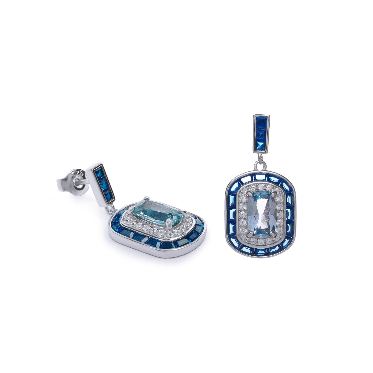 Pendientes de piedras de colores ovalados tono azul