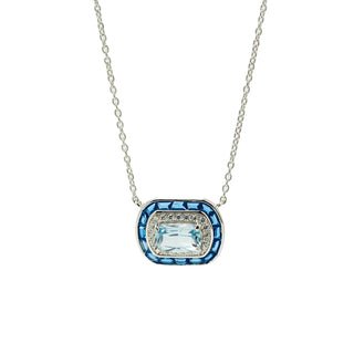 Collares con piedras diseño rectangular tono azul