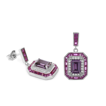 Pendientes de piedras de colores tono amatista y fucsia